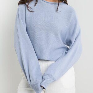 Mint Vanilla Pale Blue Cropped Knit Sweater (L)